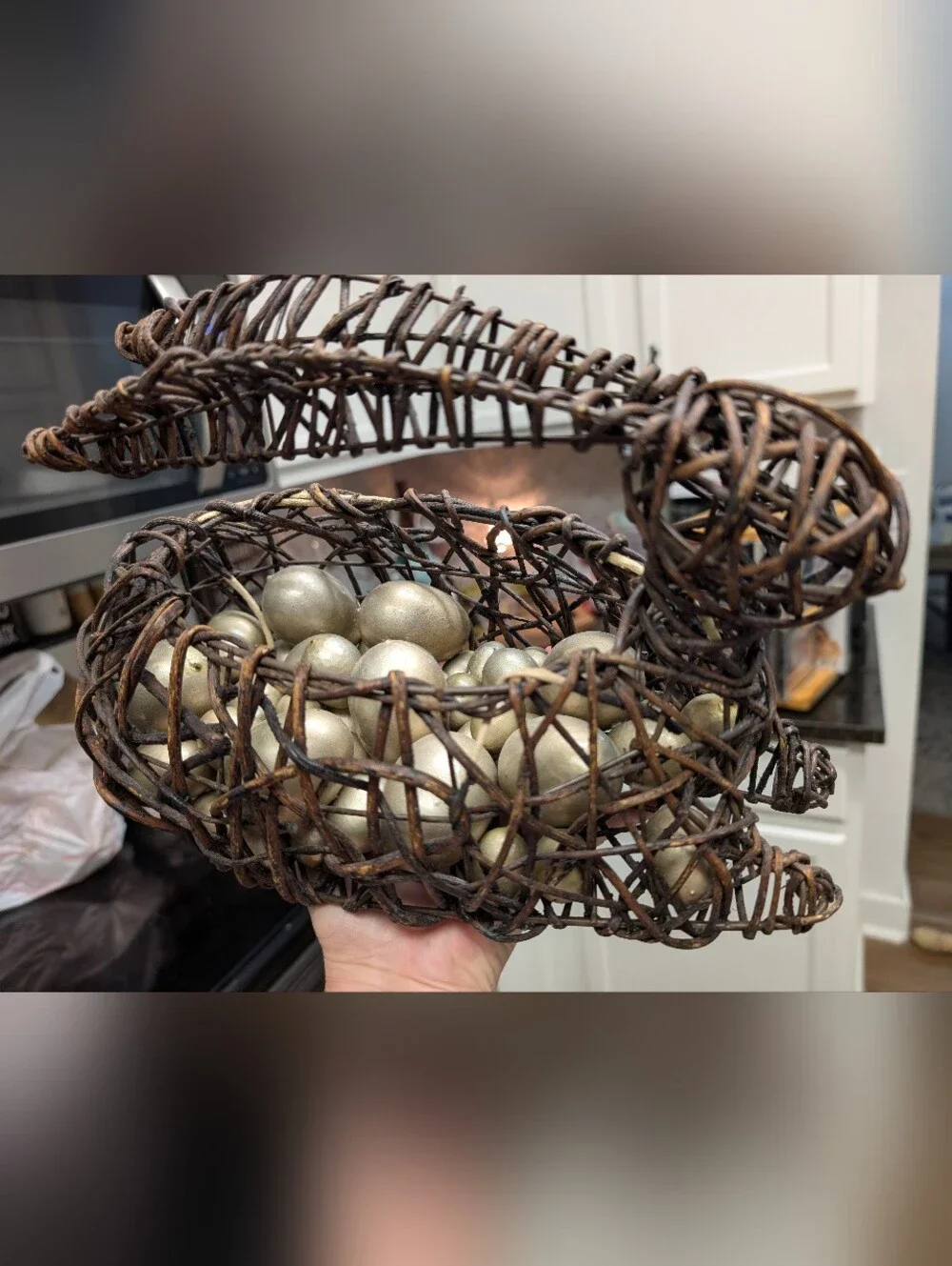 Pier 1 Imports grapevine Easter bunny basket featuring a woven vine construction